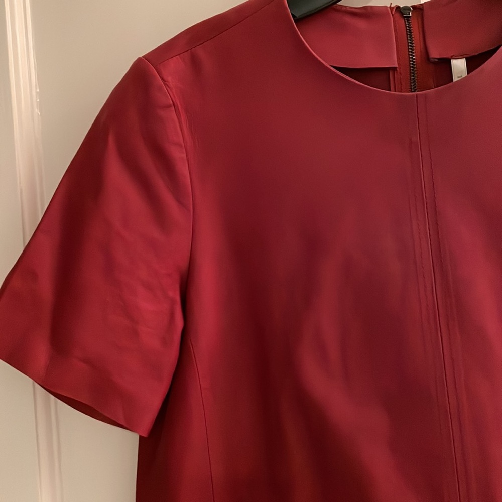 Maroon Leather Structured Tee - image 2